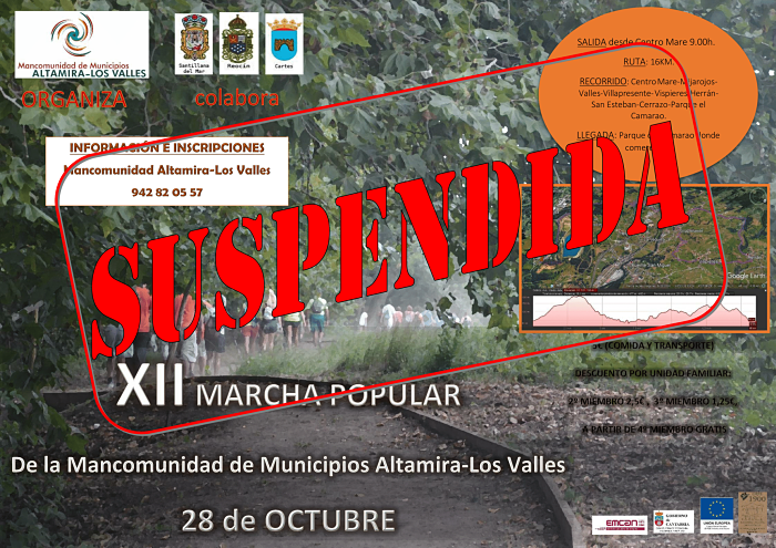 Se suspende la XII Marcha Popular de Altamira-Los Valles 