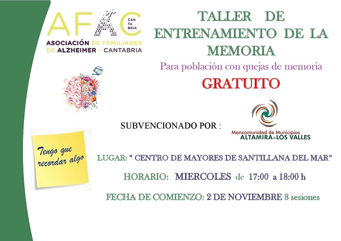 La Mancomunidad Altamira-Los Valles pondrá en marcha un taller de memoria gratuito en Santillana del Mar 
