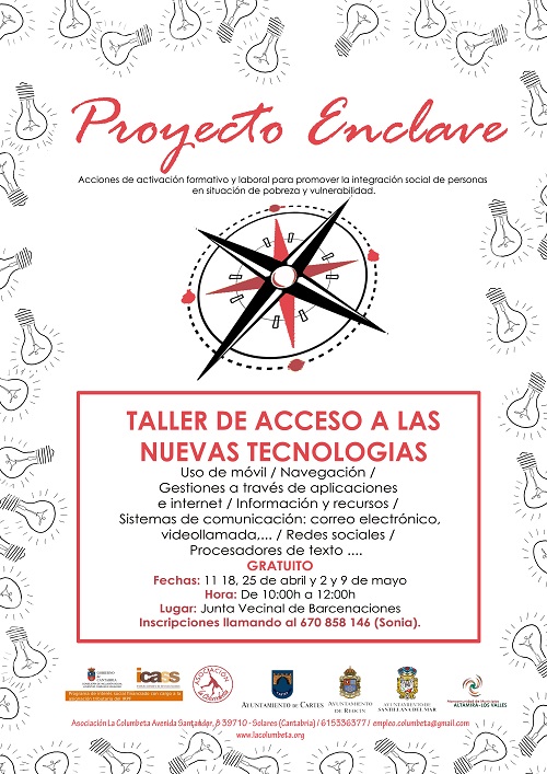 La Mancomunidad Altamira - Los Valles inicia en abril  un Taller de Acceso a las Nuevas Tecnologías en Barcenaciones. 