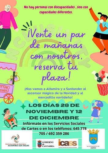 La Mancomunidad Altamira - Los Valles pone en marcha dos excursiones los días 28 de Noviembre y 12 de Diciembre para personas con discapacidad