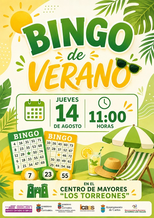 La Mancomunidad Altamira-Los Valles y el Ayuntamiento de Cartes organizan una nueva jornada de Bingo de Verano.