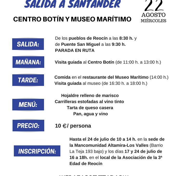 La Mancomunidad Altamira-Los Valles organiza un viaje cultural a Santander con la tercera edad