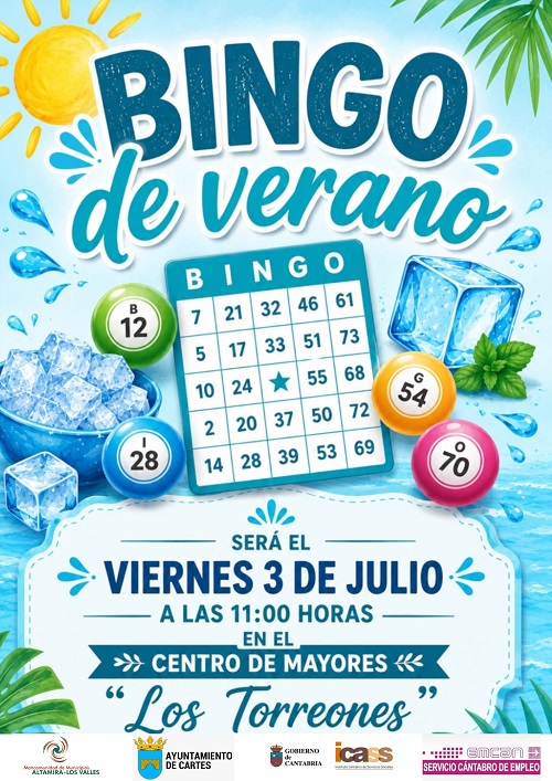 La Mancomunidad Altamira-Los Valles y el Ayuntamiento de Cartes organizan una nueva jornada de Bingo de Verano.