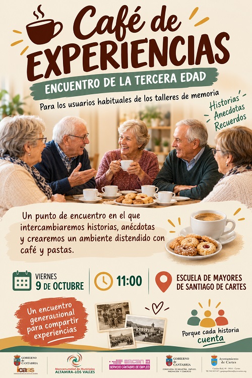 La Mancomunidad Altamira Los Valles y el Ayuntamiento de Cartes ponen en marcha un ‘Café de Experiencias’ para las personas mayores