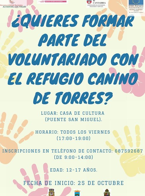 La Mancomunidad pone en marcha un taller de voluntariado  a beneficio de la protectora canina de Torres