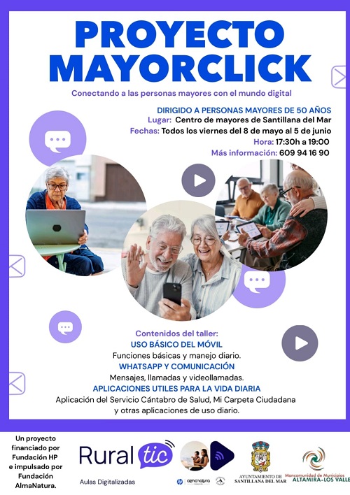 La Mancomunidad Altamira – Los Valles, junto con el Ayuntamiento de Cartes y en colaboración con la Asociación La Columbeta, ha puesto en marcha el proyecto “MayorClick”.