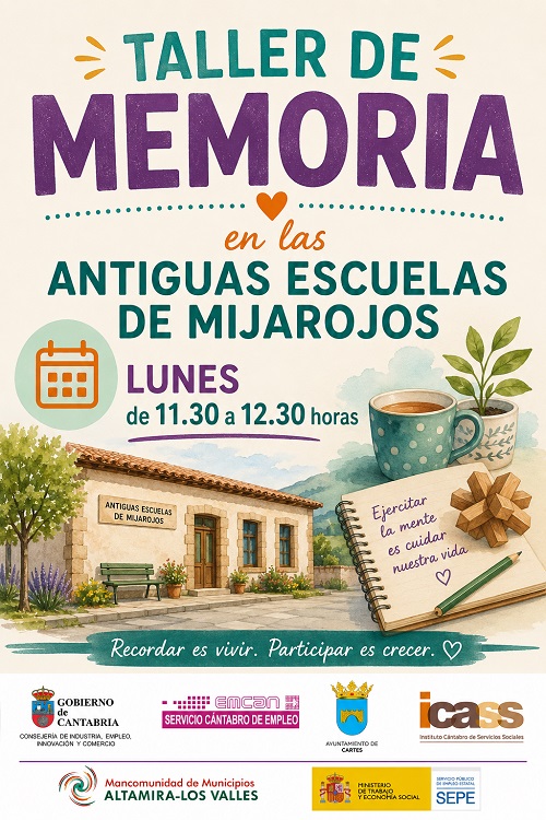 La Mancomunidad Altamira- Los Valles y el Ayuntamiento de Cartes ponen en marcha dos nuevos Talleres de Memoria en Cartes y Mijarojos
