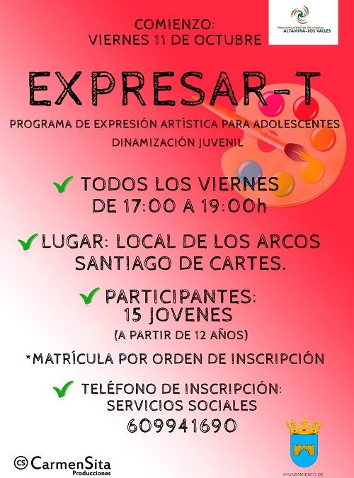 En marcha EXPRESAR-T, un proyecto de expresión artística para adolescentes de la Mancomunidad Altamira-Los Valles