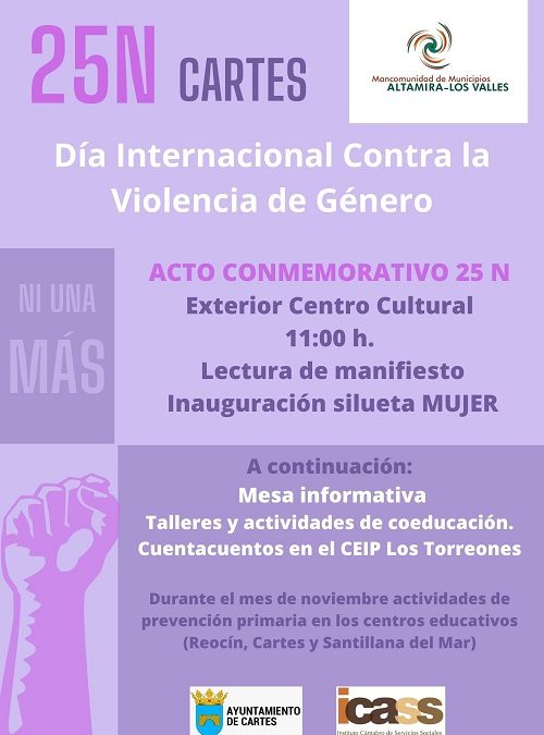 La Mancomunidad Altamira-Los Valles conmemora, un año mas , el 25N Dia Internacional de la Eliminación de la Violencia contra la mujer