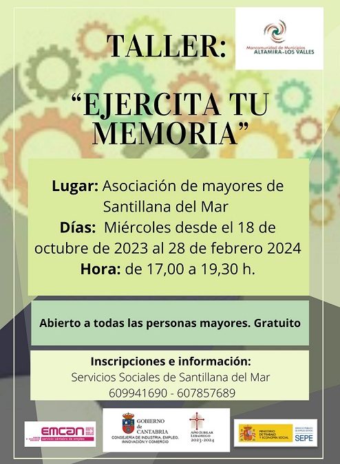 Comienza la programación de Servicios Sociales de la Mancomunidad con un Taller para ejercitar la memoria, perteneciente al programa “Servicios Sociales más cerca de ti III”