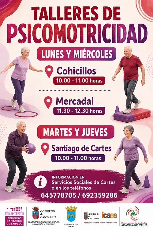 La Mancomunidad Altamira-Los Valles pone en marcha un nuevo Taller de Psicomotricidad para personas mayores en el municipio de Cartes.