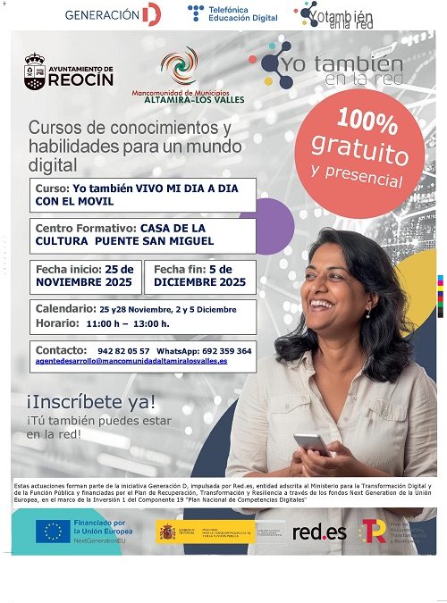 La Mancomunidad Altamira–Los Valles pone en marcha el curso “Yo también… VIVO MI DÍA A DÍA CON EL MÓVIL”, organizado por Telefónica Educación Digital y Red.es.