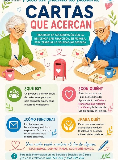 La Mancomunidad Altamira-Los Valles impulsa un proyecto de correspondencia para sensibilizar sobre la soledad no deseada