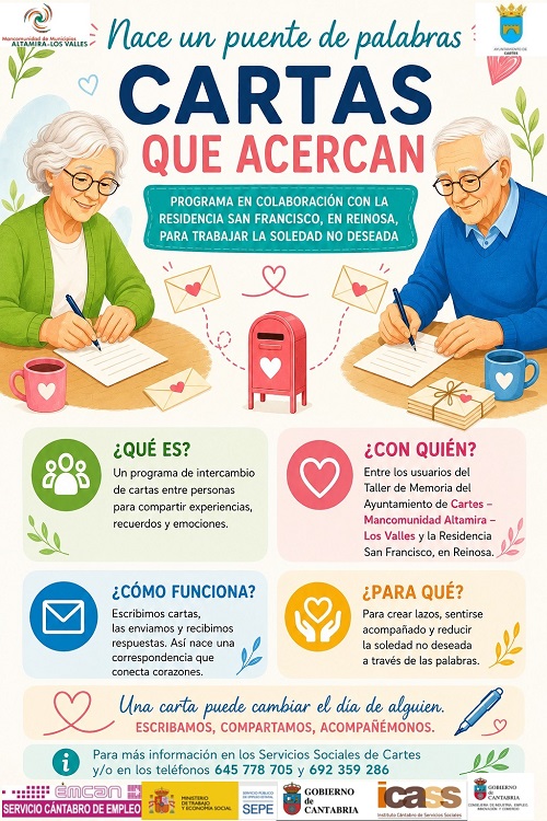 La Mancomunidad Altamira-Los Valles impulsa un proyecto de correspondencia para sensibilizar sobre la soledad no deseada