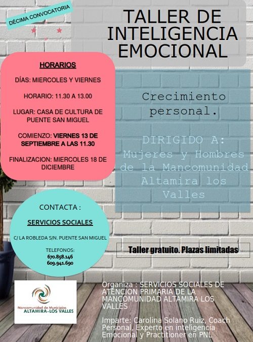 En marcha una nueva edición de taller de Inteligencia Emocional en la Mancomunidad